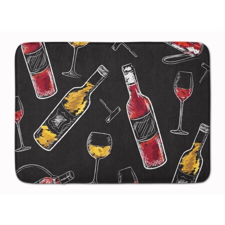 Micasa Red & White Wine on Black Machine Washable Memory Foam Mat MI757818